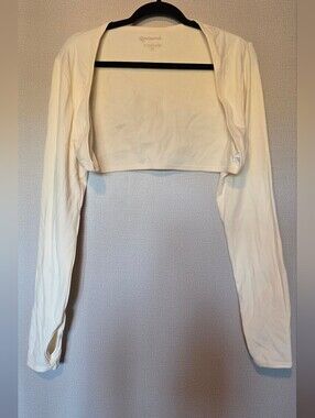Cropped Cream Long-Sleeve Bolero Shrug